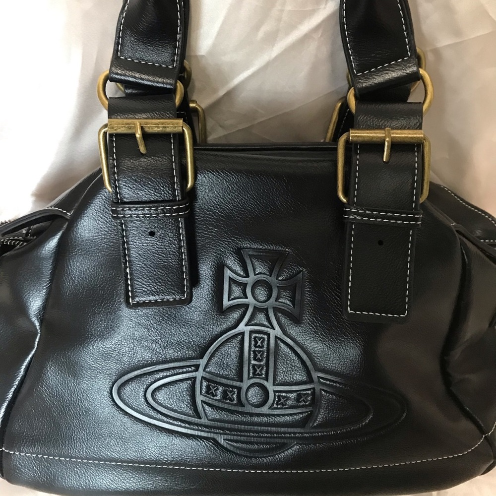 Vivienne Westwood Black Vegan Leather Handbag shoulder bag - Picture 11 of 13